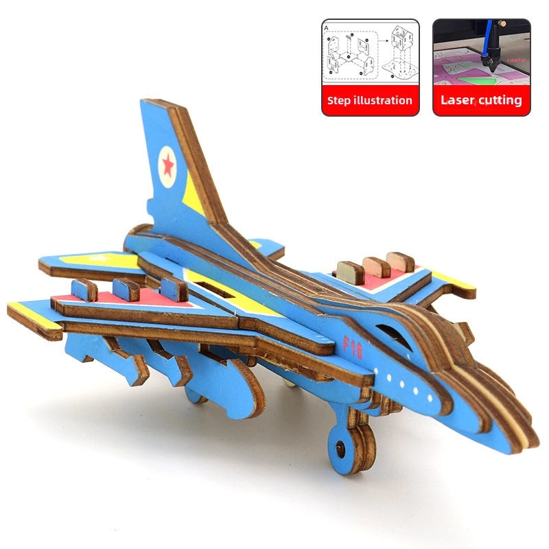 Handmade Wooden 3D Aircraft Model Puzzle for Kids | Toys & Games