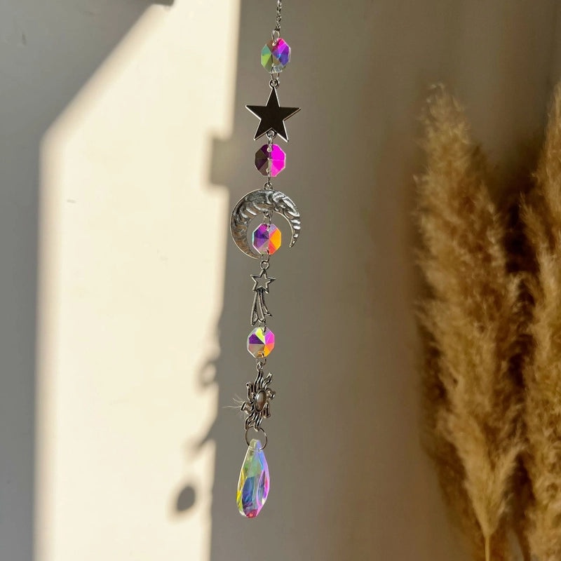 Sun Star Heart Crystal Suncatcher Wind Chime Wall Hanging | Home Decor Accessories
