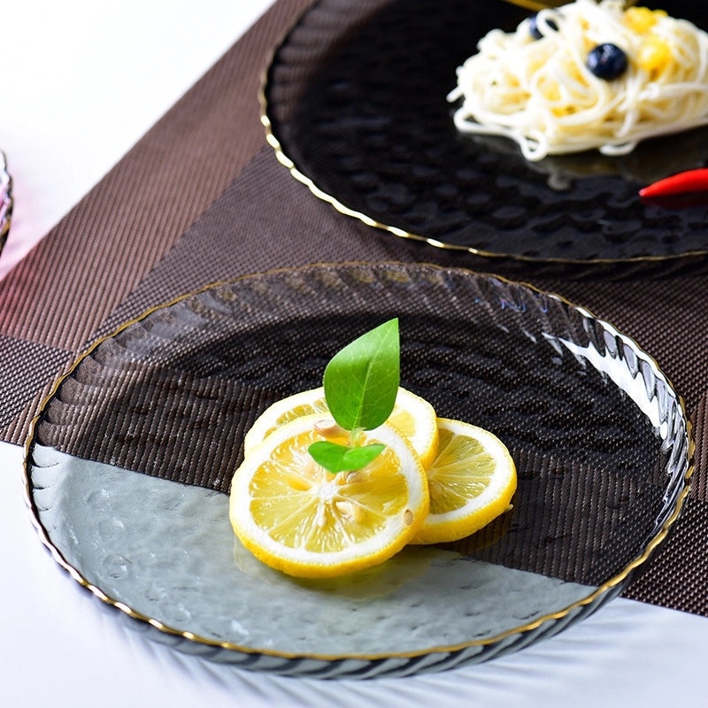 Golden Edge Nordic Style Glass Fruit and Dinner Plate Set | Dinnerware