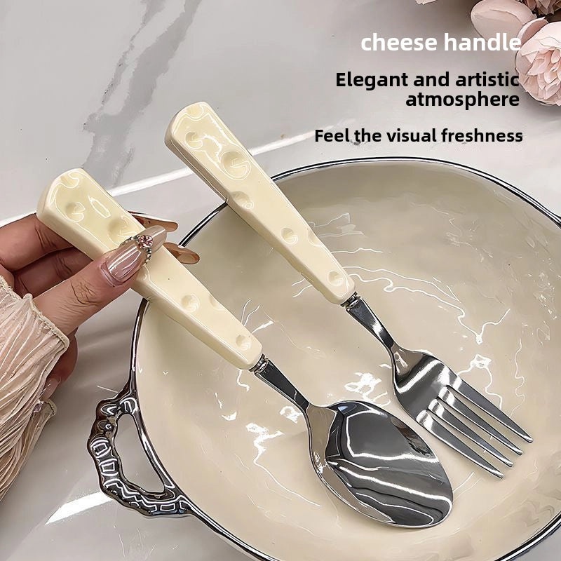Light Luxury Stainless Steel Cutlery Set Portable Fork Spoon Cheese Dessert Tableware|Kitchen & Dining