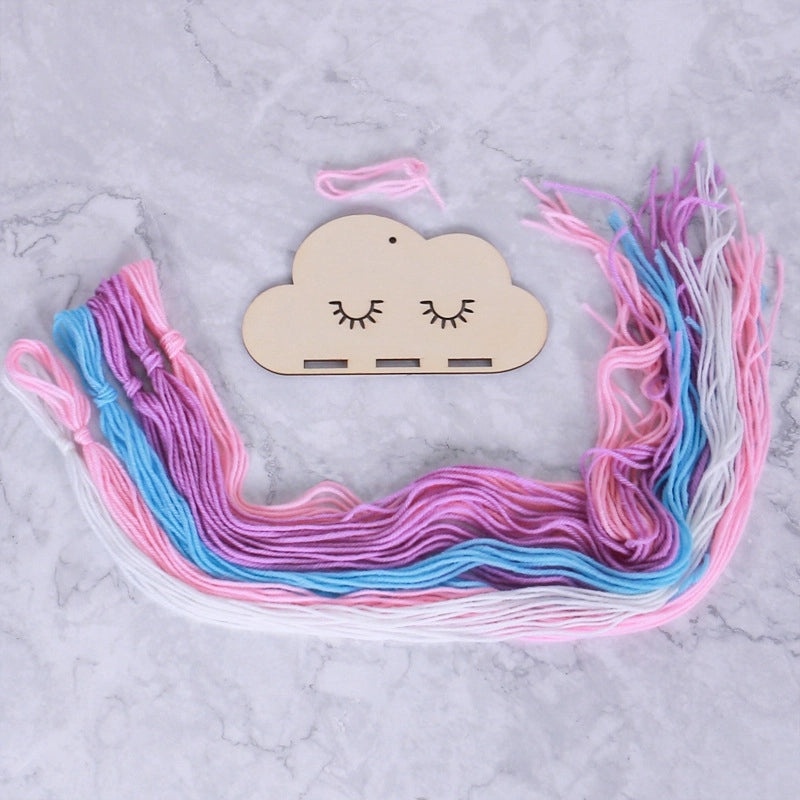 Nordic Style Cloud Wood Chip Hair Clip Holder with Decorative Wall Pendant | Hair Accessories Storage