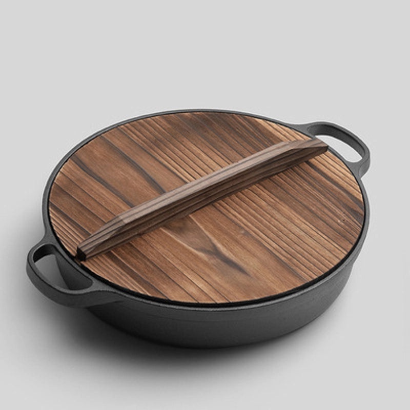 Elegant Chinoiserie Style Cast Iron Pot - Single Solid Color Piece | Cookware & Kitchen Tools