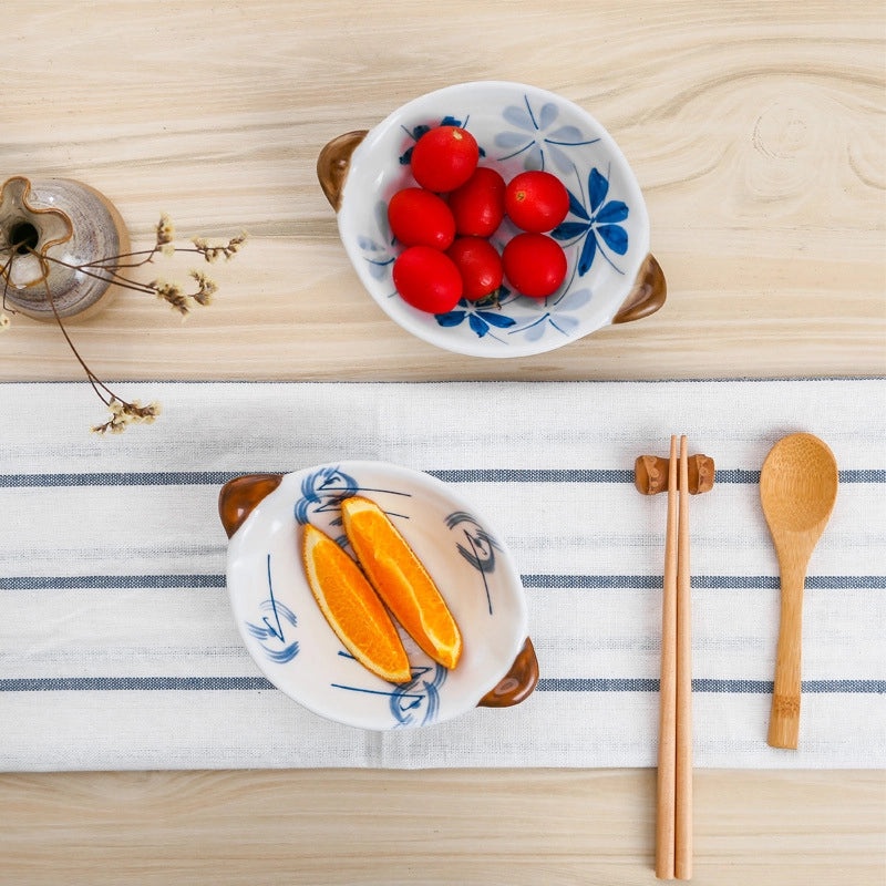 Ceramic Double Handle Small Bowl for Snacks Salad Fruit with Anti-Scald Tableware | Kitchen & Dining