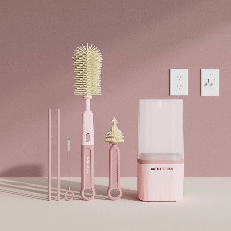 Multifunctional Portable Silicone Bottle and Pacifier Cleaning Brush with Straight Handle | Baby Feeding Accessories