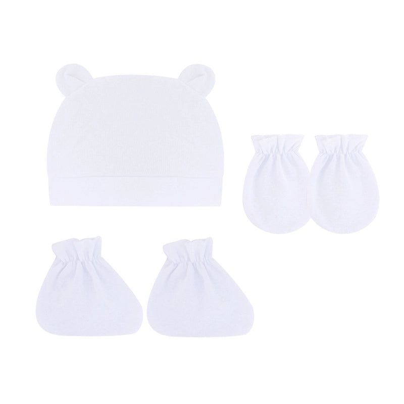 Newborn Baby 3 Piece Set Solid Color Hat Gloves and Foot Cover 0-3 Months|Baby Accessories