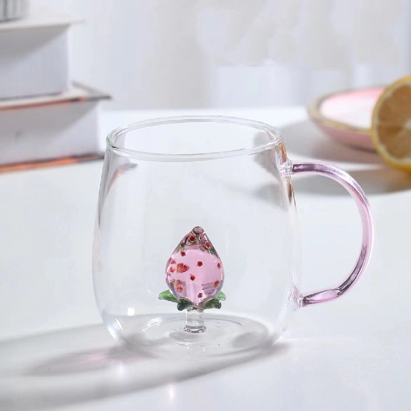 3D Animal Shape Glass Cup with Colorful Handle|Kitchen & Dining