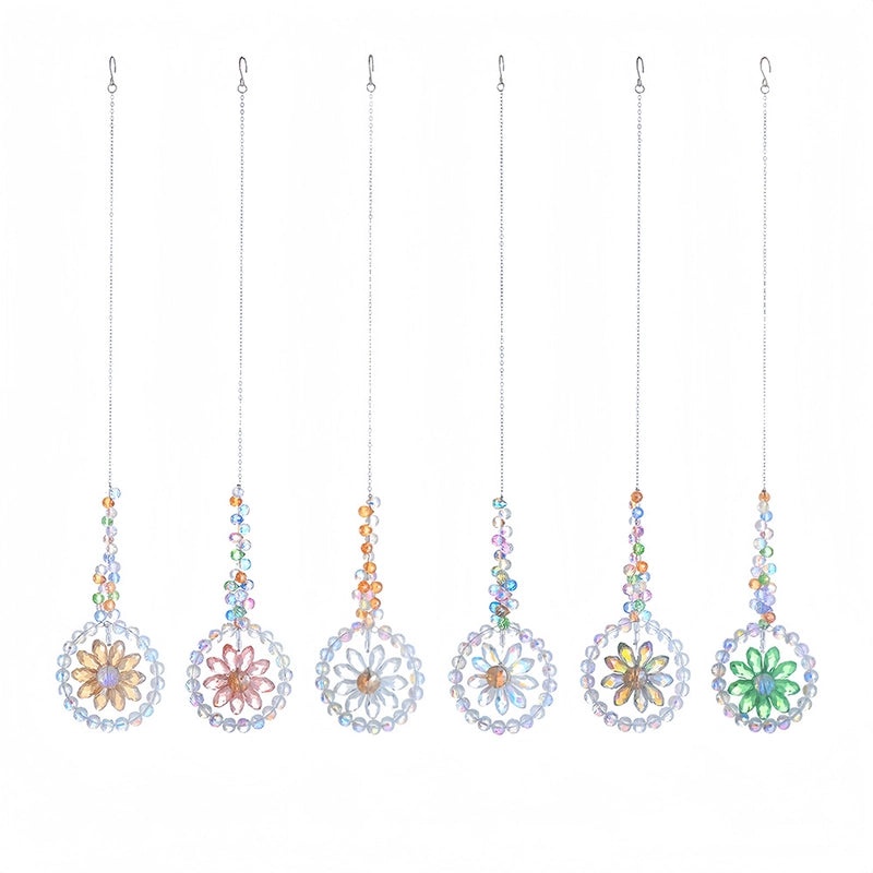Minimalist Floral Crystal Glass Suncatcher Wind Chime Wall Decor | Home Decor Accessories