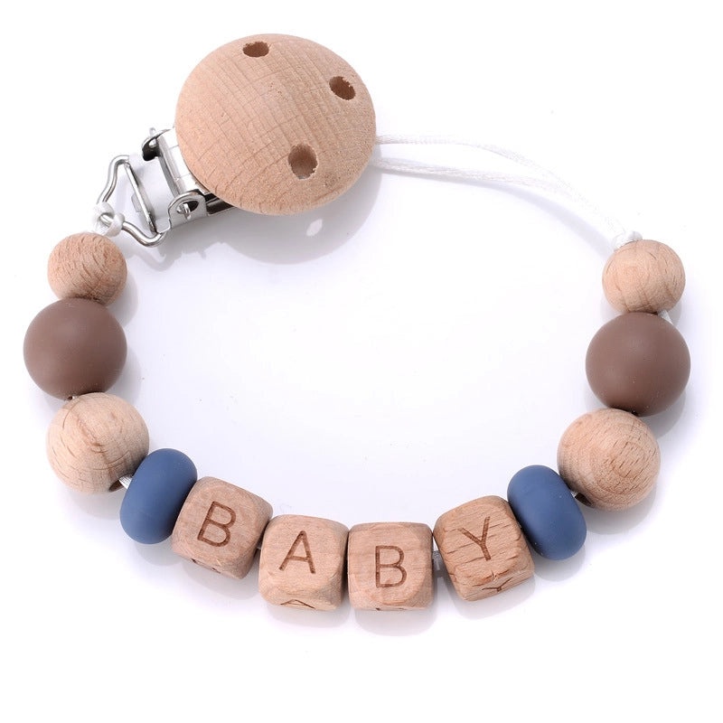 Geometric Wooden Letter Baby Teether with Soft Silica Gel | Baby Accessories