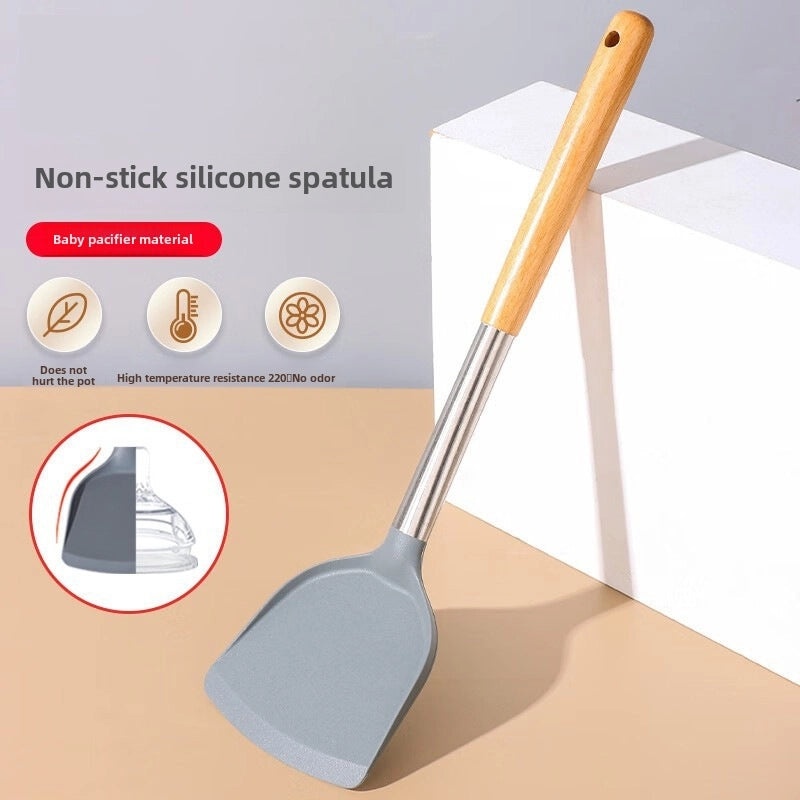 Premium Silicone Spatula with Long Wooden Handle|Kitchen Utensils & Gadgets