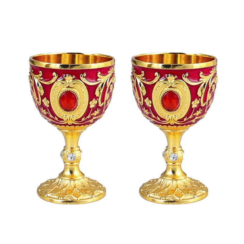 Golden Goblet Wine Glass Set Small Cup for Tea Water Holy Water Decorative Drinkware|Kitchen & Dining
