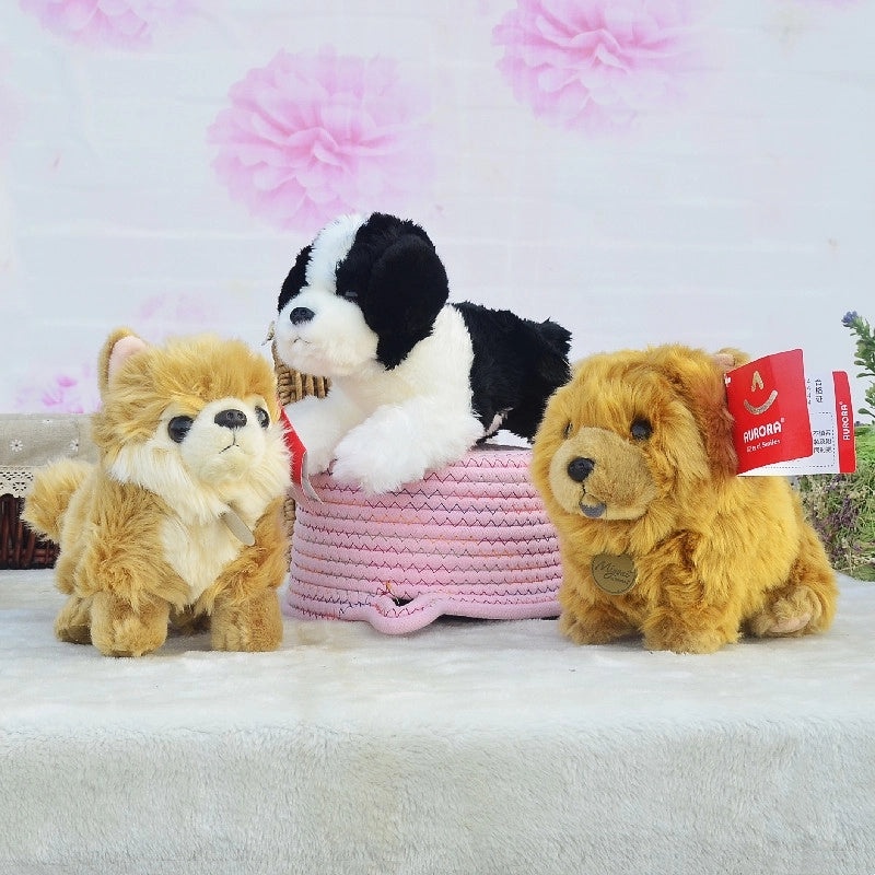 Realistic Aurora Lie Prone Shepherd Puppy Plush Toy Yellow Dog Doll Cute Pine Lion Figurine|Plush Toys & Stuffed Animals