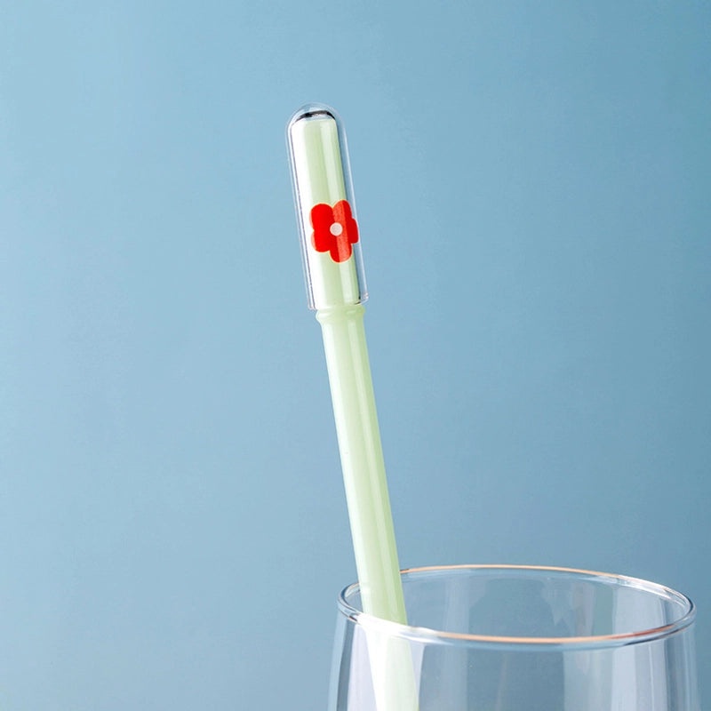 Adorable Animal and Fruit Borosilicate Glass Straw with Decorative Cap | Drinkware Accessories