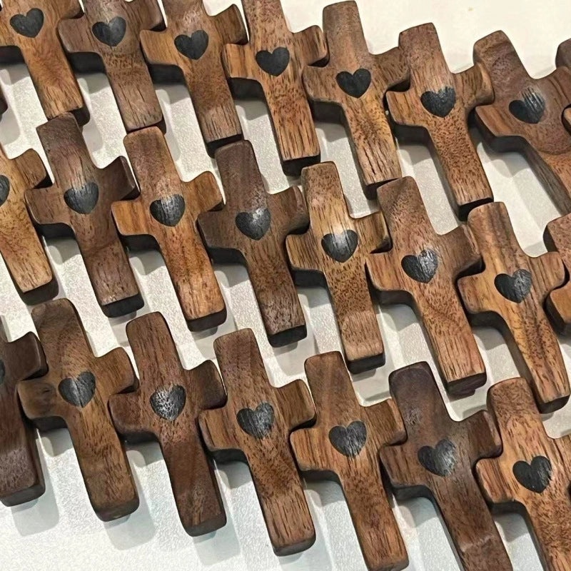 American Style Wooden Cross and Heart Ornaments, Cute Artificial Decorations for Home | Home Decor & Ornaments