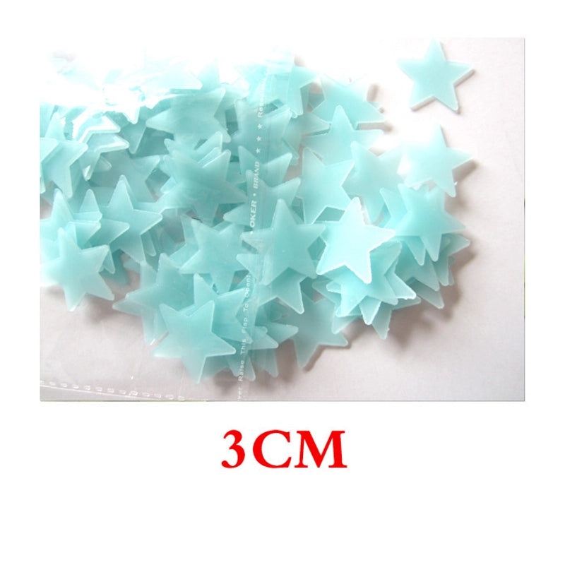 3cm Glow in the Dark Star Stickers Bulk Pack 100pcs | Kids Room Decor