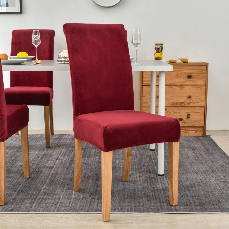 Gold Velvet Plush Chair Cover Elastic Slipcover for Dining Computer Seat Home Hotel Use|Home Decor Chair Covers