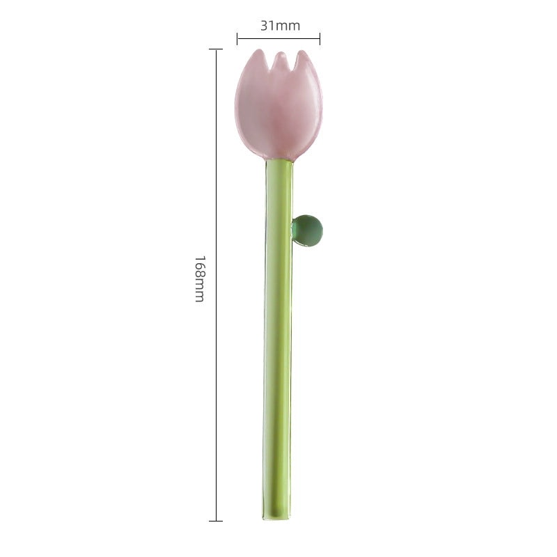 Elegant Single Color Floral Glass Stirring Rod|Kitchen Accessories