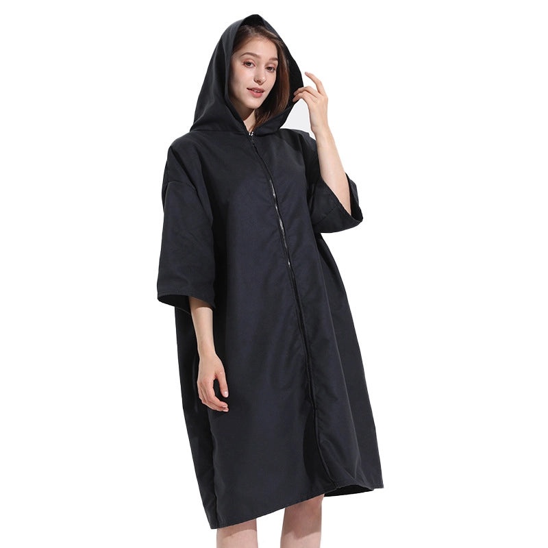 Quick-Dry Surf Diving Zipper Poncho Absorbent Swimming Changing Robe Bath Towel | Beachwear & Swim Accessories