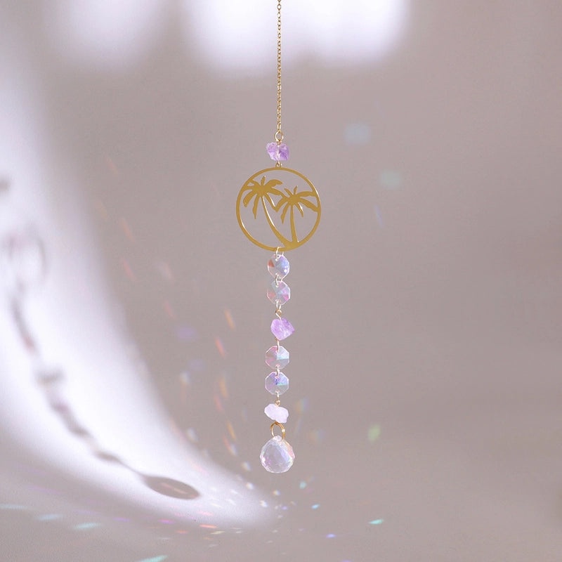 Minimalist Moon Floral Crystal Copper Suncatcher Wind Chime Wall Decor|Home Decor