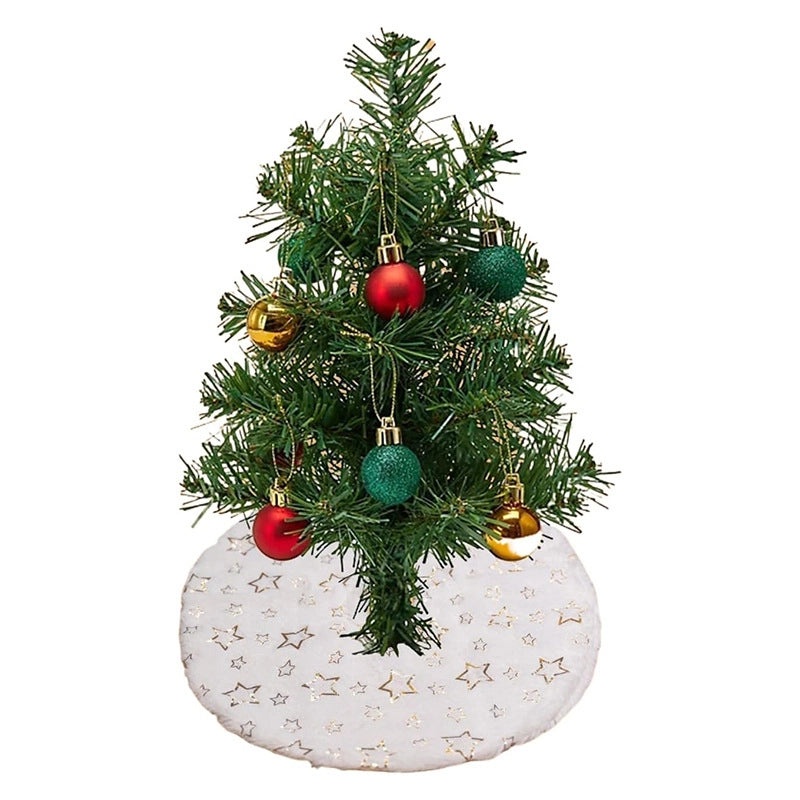 Embroidered Snowflake Christmas Tree Skirt 38cm Holiday Home Decor Warm Festive Tree Base Cover|Christmas Decorations