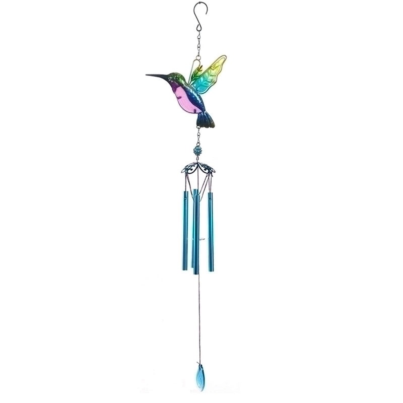 Bird Design Glass and Iron Wall Hanging Wind Chime | Home Decor & Garden Ornaments