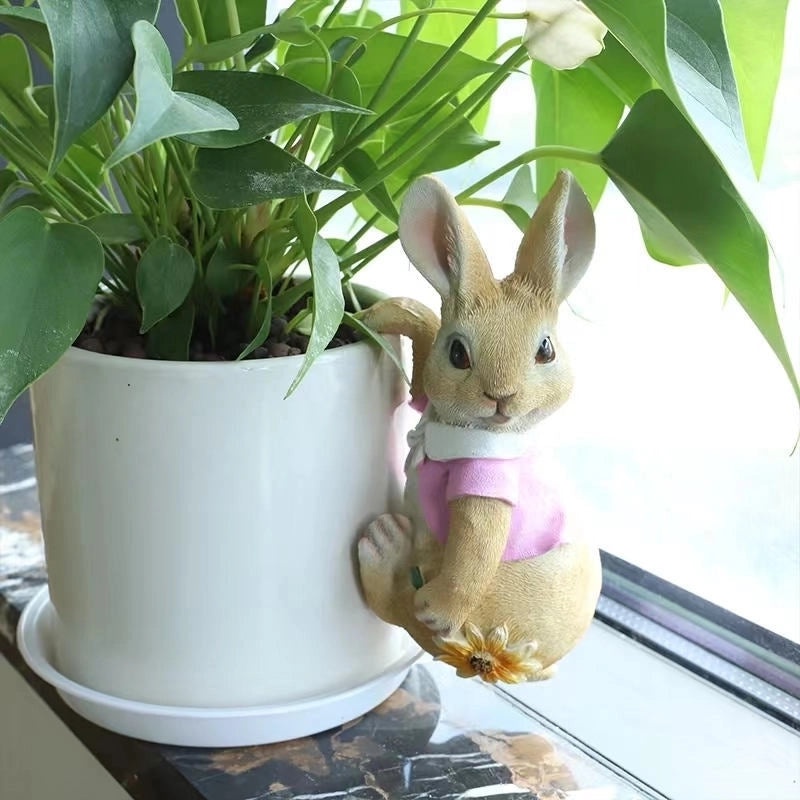 Cute Rabbit Resin Figurines in Cartoon Style|Home Decor & Collectibles