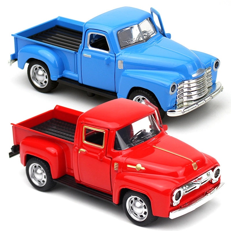 Retro Metal Pickup Car Model Ornament Classic Alloy Toy Vehicle Gift|Car Accessories