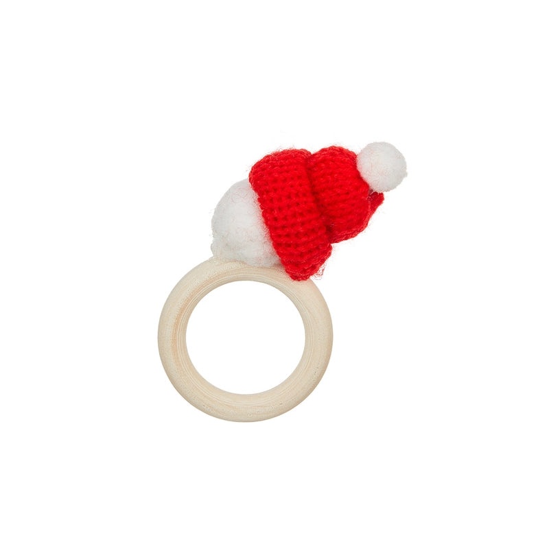 Cute Christmas Hat Wooden Yarn Napkin Ring, Casual Elegant Holiday Decor | Christmas Tableware
