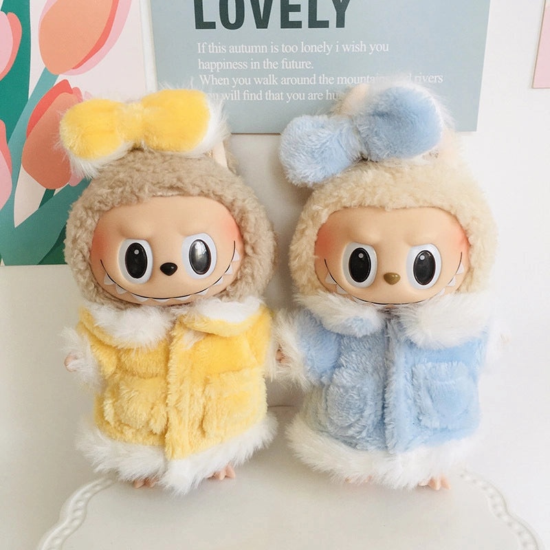 17cm Plush Doll Clothes Set Vinyl Rab Cloth Coat and Skirt Outfit Accessories|Doll Clothing & Accessories