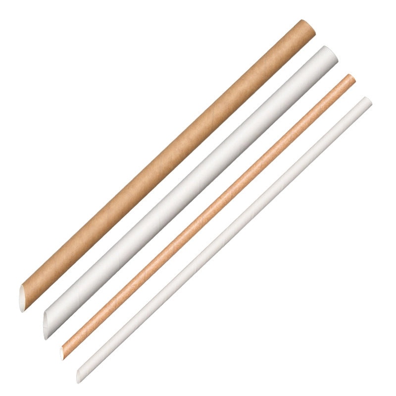 Biodegradable White and Yellow Disposable Paper Straws with Individual Packaging for Bubble Tea | Eco-Friendly Drinkware