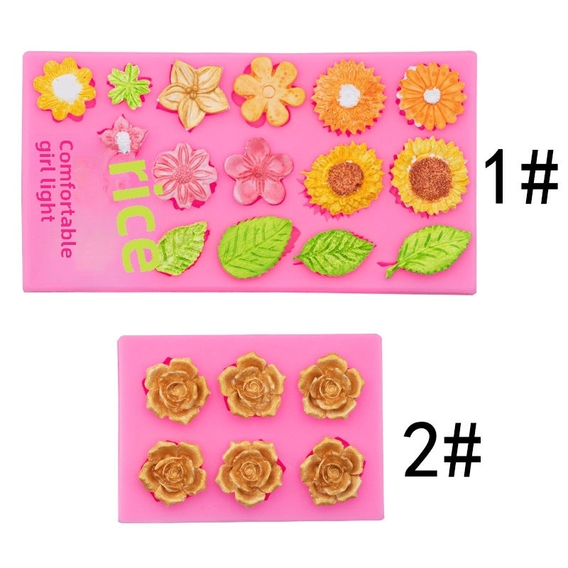 Silicone Mold for Rose Leaves Sunflower and Daisy Flowers Cake Decorating | Baking Tools & Cake Molds