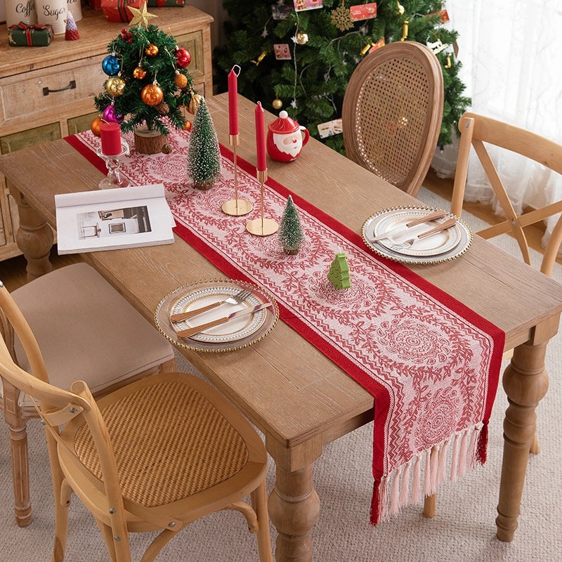 Elegant Floral Polyester Tablecloth for Christmas Casual Dining|Home Decor Table Linens