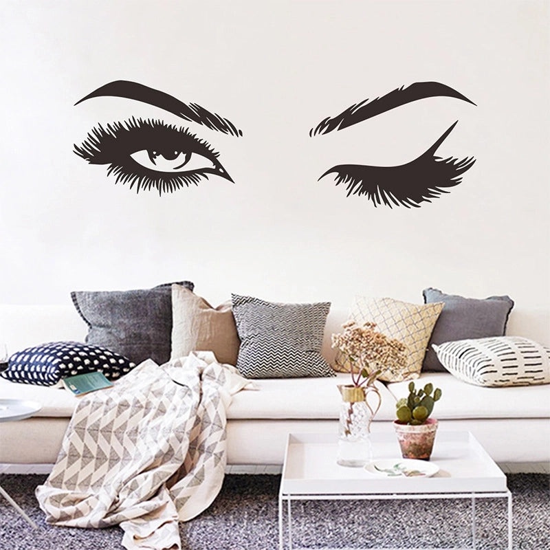 Sexy Beauty Wall Sticker Open and Closed Eyes Eyelash Vinyl Letters Fx2039|Home Decor Wall Decals
