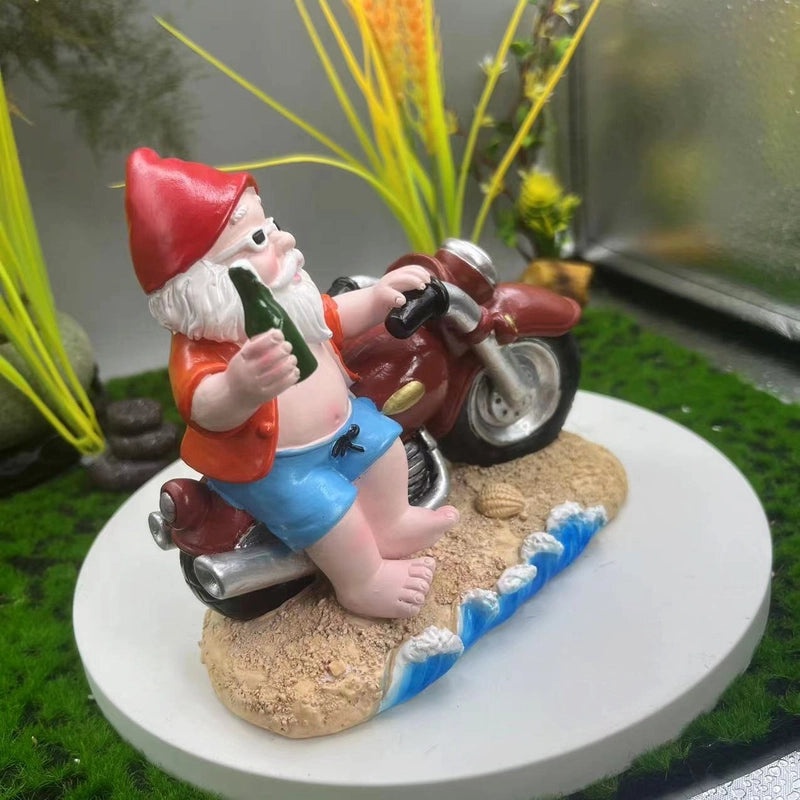 American Style Motorcycle Riding Dwarf Resin Sculpture for Home Garden Decor|Home Decor & Garden Ornaments