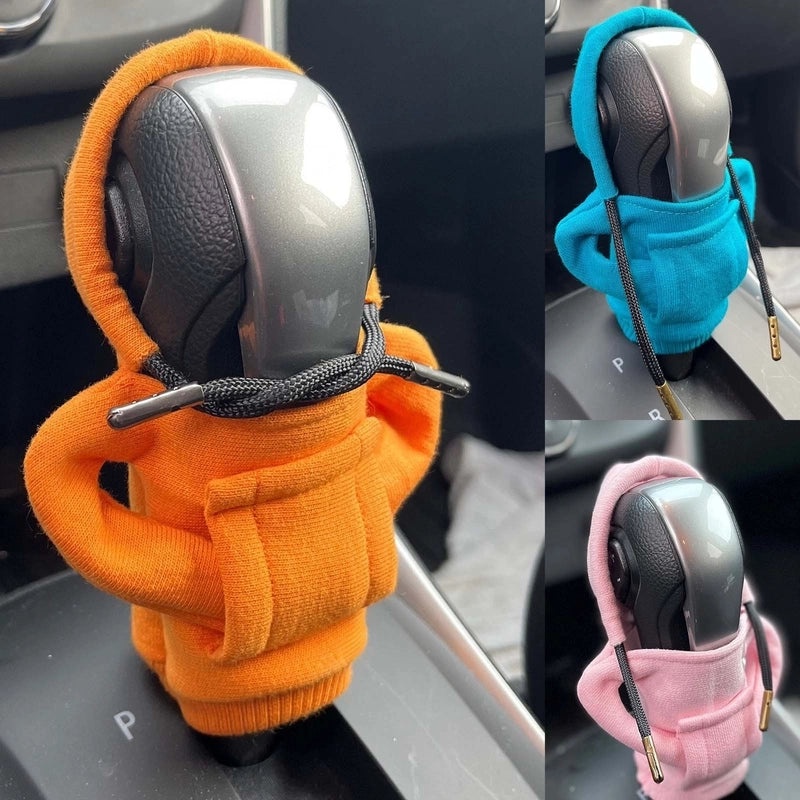Plush Solid Color Car Gear Shift Lever Cover with Hooded Design | Car Accessories