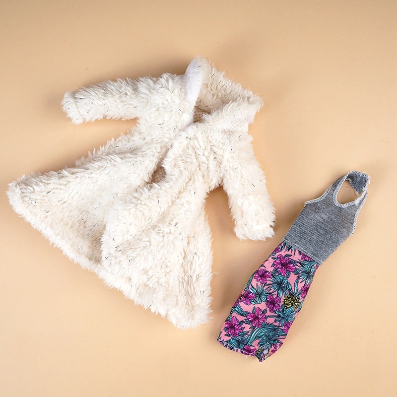 Winter Plush Vest Jacket and Skirt Set for 30CM 11 Inch Baby Doll | Doll Clothing