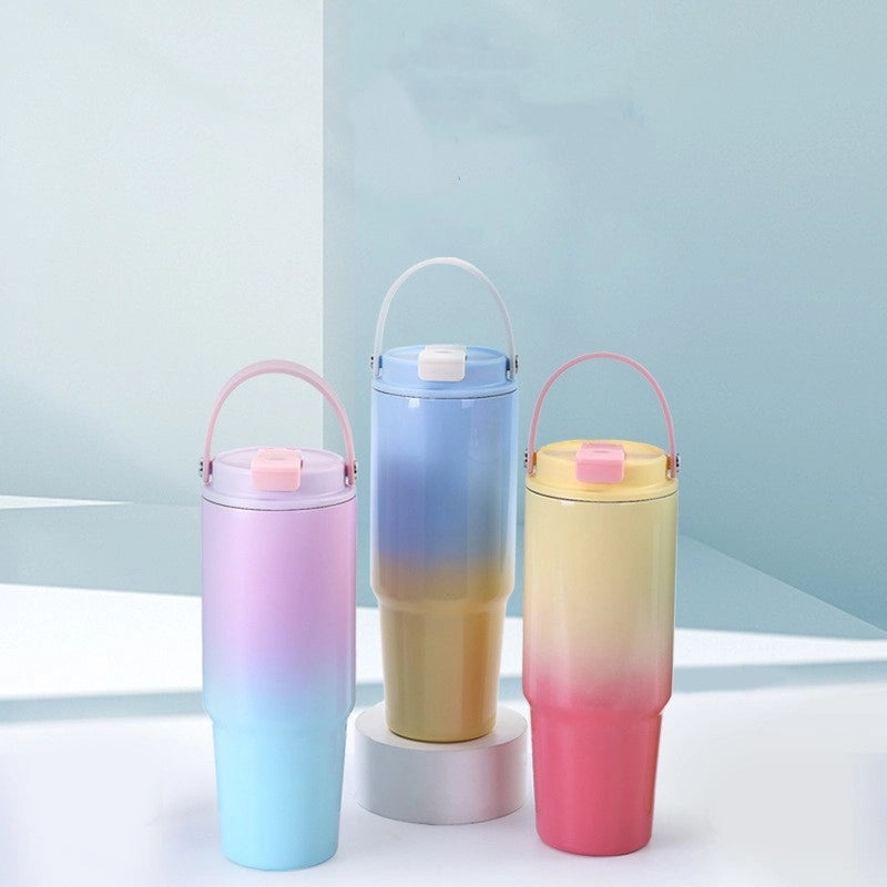Gradient Color Stainless Steel Thermos Cup 304/201 Double Wall Vacuum Flask 500ml | Drinkware & Thermoses