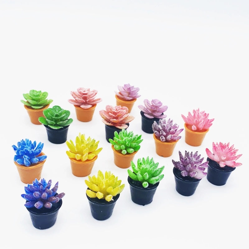 Miniature Dollhouse Accessories Artificial Succulent Plant Pot Micro Landscape Decoration|Dollhouse Miniatures & Accessories