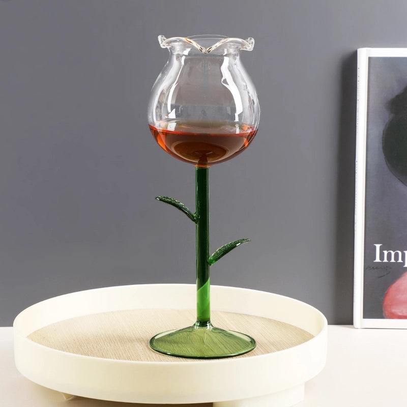 Elegant Floral Design Glass Wine Cup 1 Piece|Drinkware & Glassware