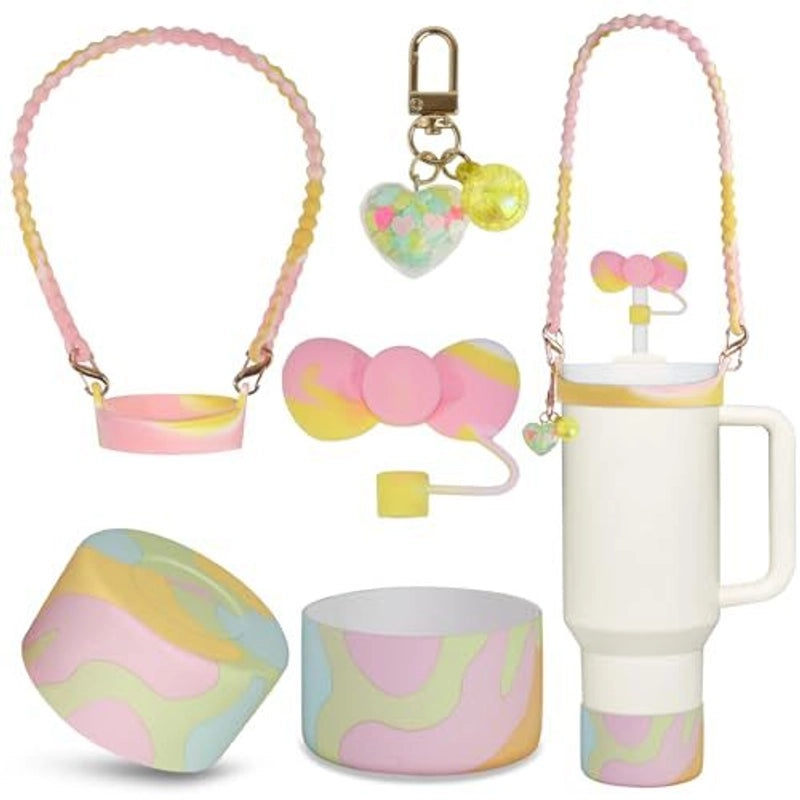 Red Heart Star Silicone Cup Sleeve Set for Casual Use|Drinkware Accessories