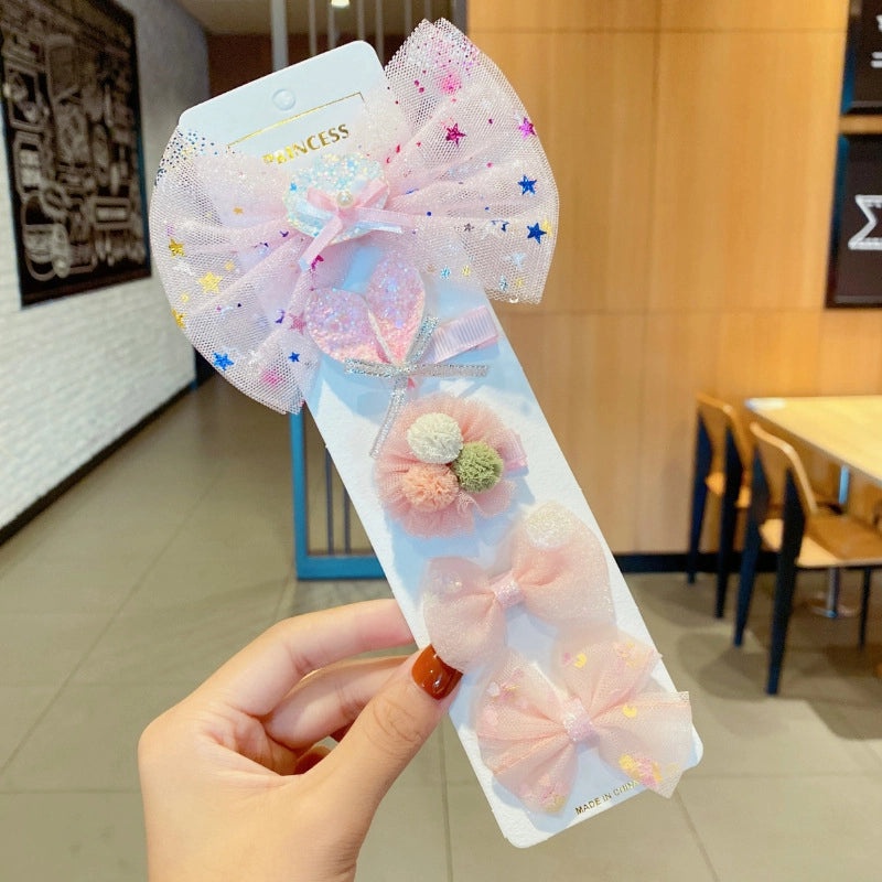 Children's Cartoon Bow Hairpin Set | Kids Hair Accessories