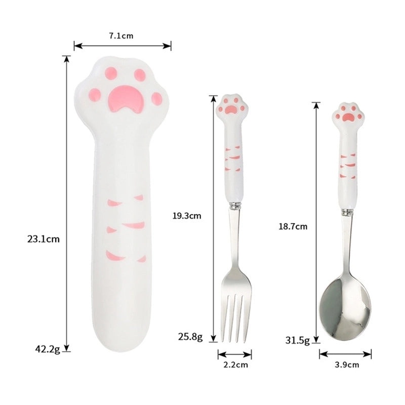 Adorable Cat-Themed Stainless Steel and Silicone Tableware Set|Kitchen & Dining