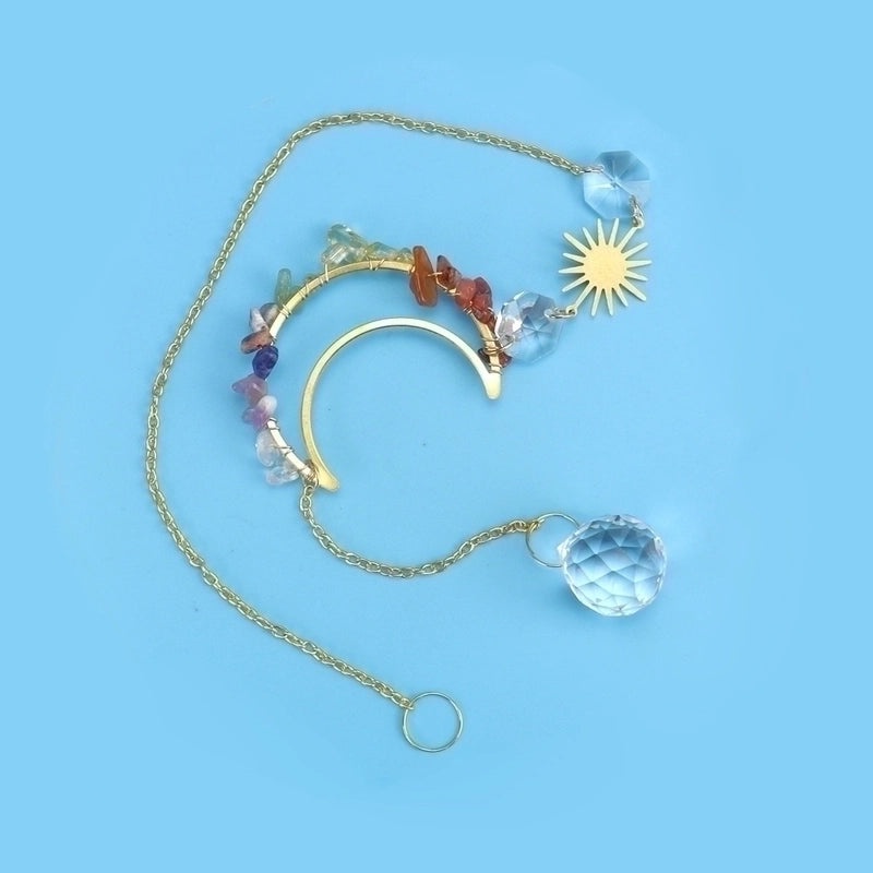 Moon Agate Chinoiserie Style Plated Pendant Necklace|Jewelry & Accessories