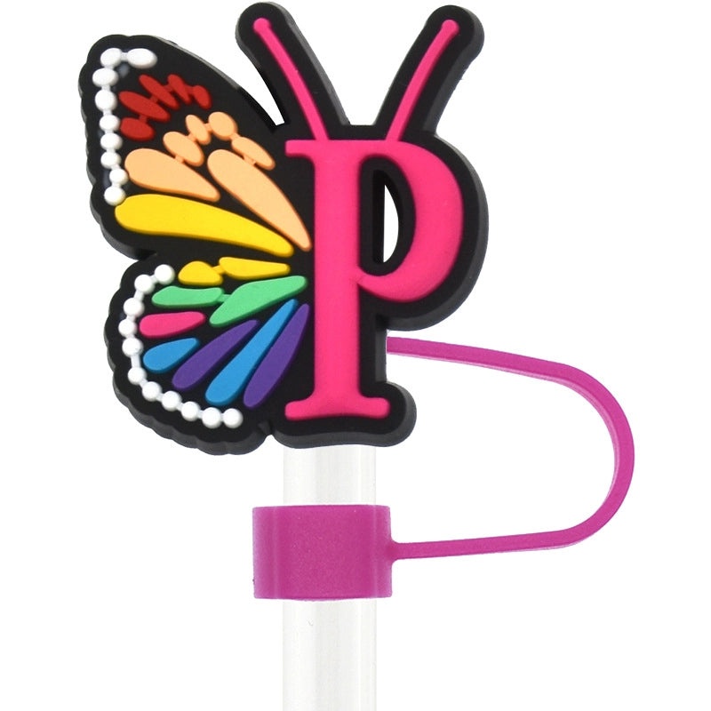 10 Pieces Cute Alphabet PVC Straw Decorative Caps Set|Drinkware Accessories