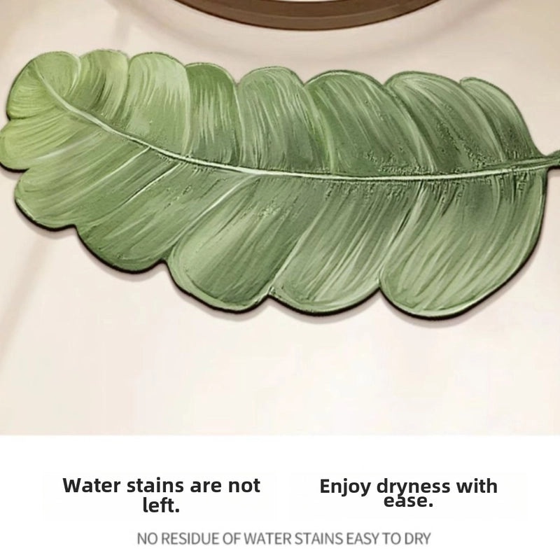 Green Plant Bathroom Foot Mat Water Absorbent Diatom Mud Floor Mat Household Door Rug|Home & Living - Bath Accessories