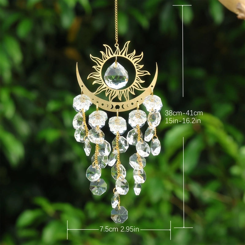 Minimalist Sun and Moon K9 Crystal Pendant in Iron and Copper | Jewelry & Accessories