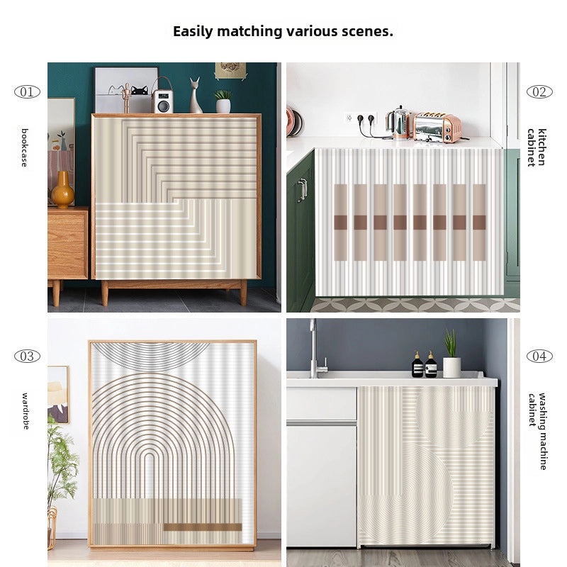 无痕防尘柜滑轨遮挡柜帘 自粘免打孔隐形柜门布帘|家居收纳配件