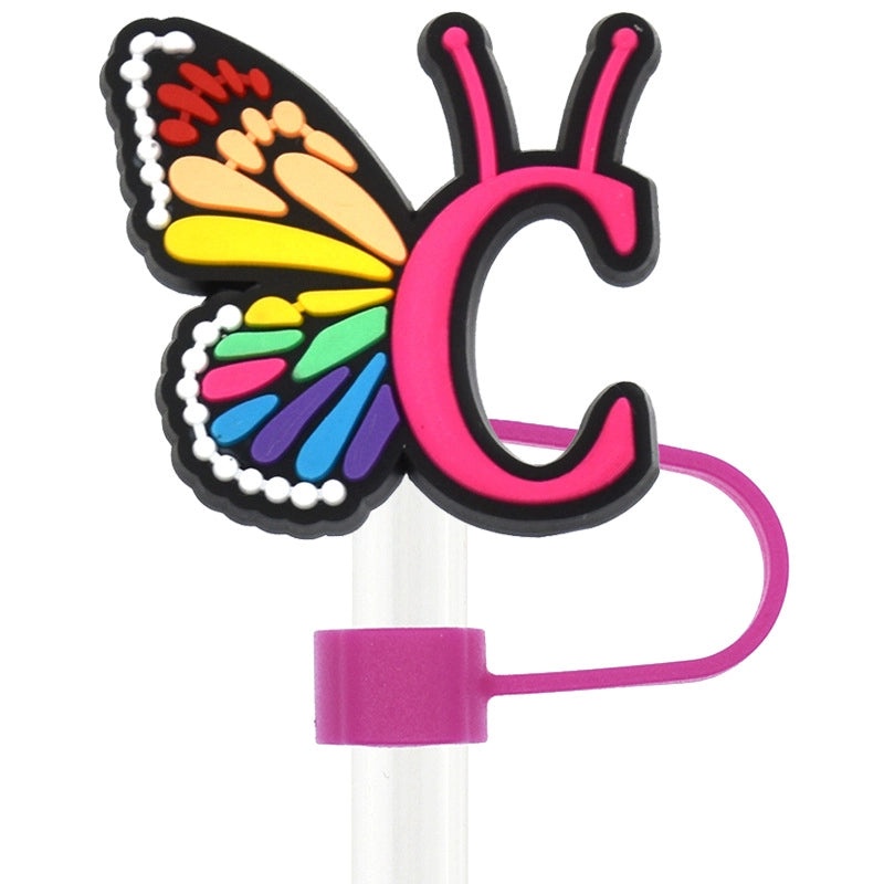 10 Pieces Cute Alphabet PVC Straw Decorative Caps Set|Drinkware Accessories