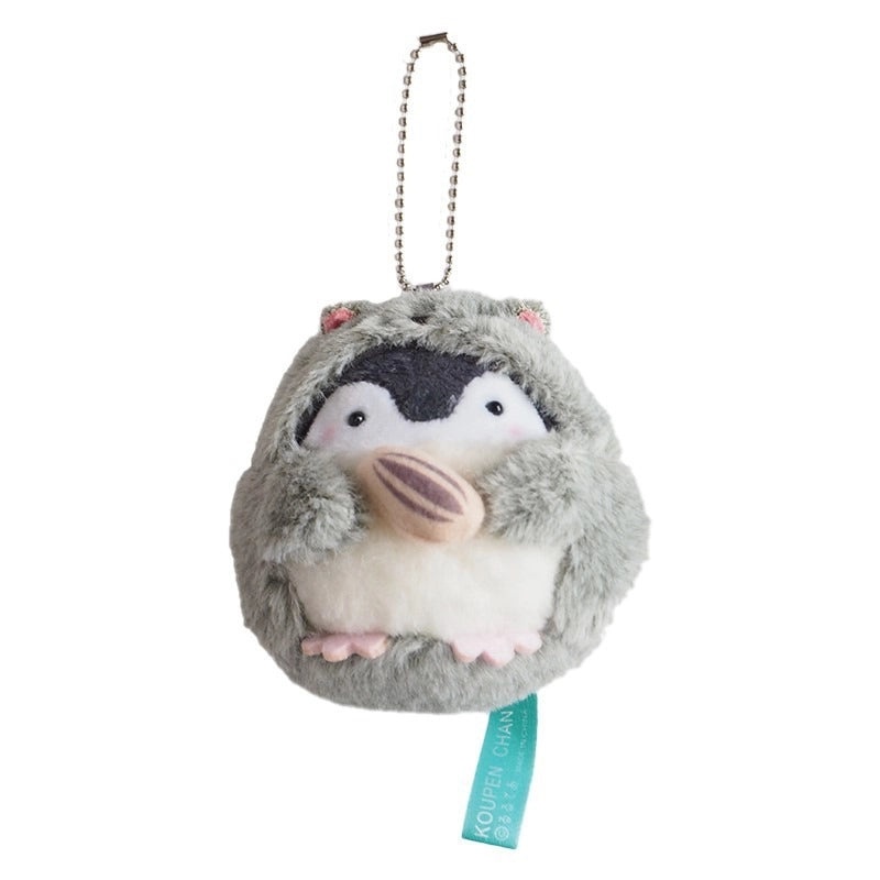 Japanese Cartoon Penguin-Hamster Plush Keychain Holding Melon Seeds|Cute Plush Pendants & Bag Accessories