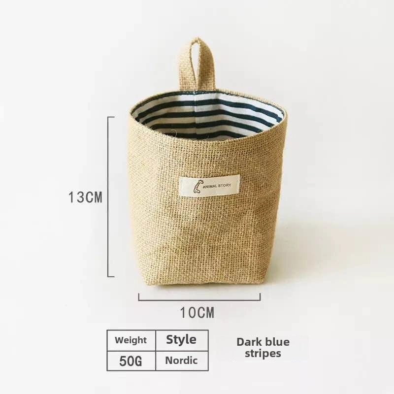 Cotton Linen Hanging Storage Bag for Door Wall Desktop Jute Organizer Sundries Bathroom Use|Home Storage & Organization