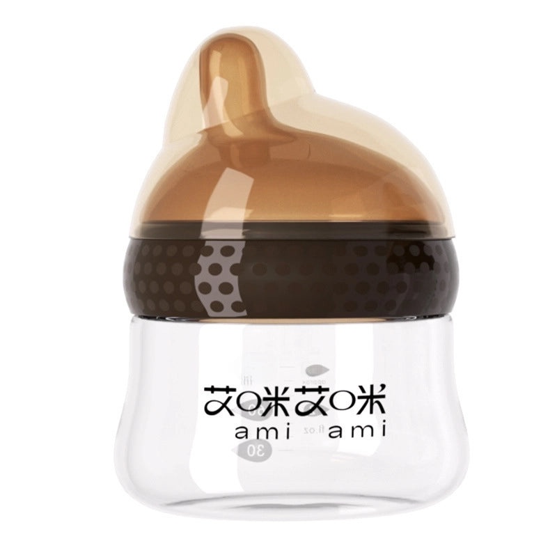 Amy Amy Newborn Glass Baby Feeding Bottle High Temp Resistant Anti-Colic Wide Neck Imitation Breastfeeding Bottle|Baby Feeding Bottles